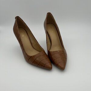 Michael Kors Tan Croc-Embossed Pointed Toe Heels – Size 8 (Never Worn)